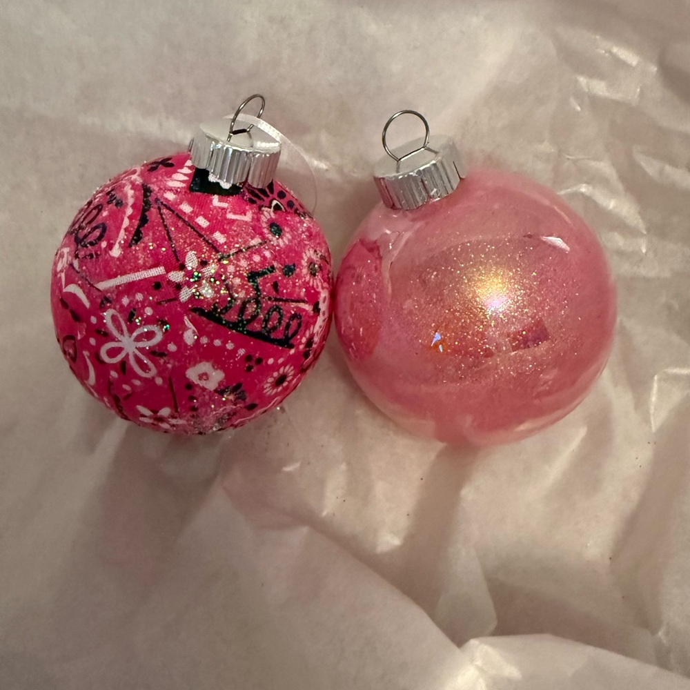 Holiday Pink Glass Ornament Set